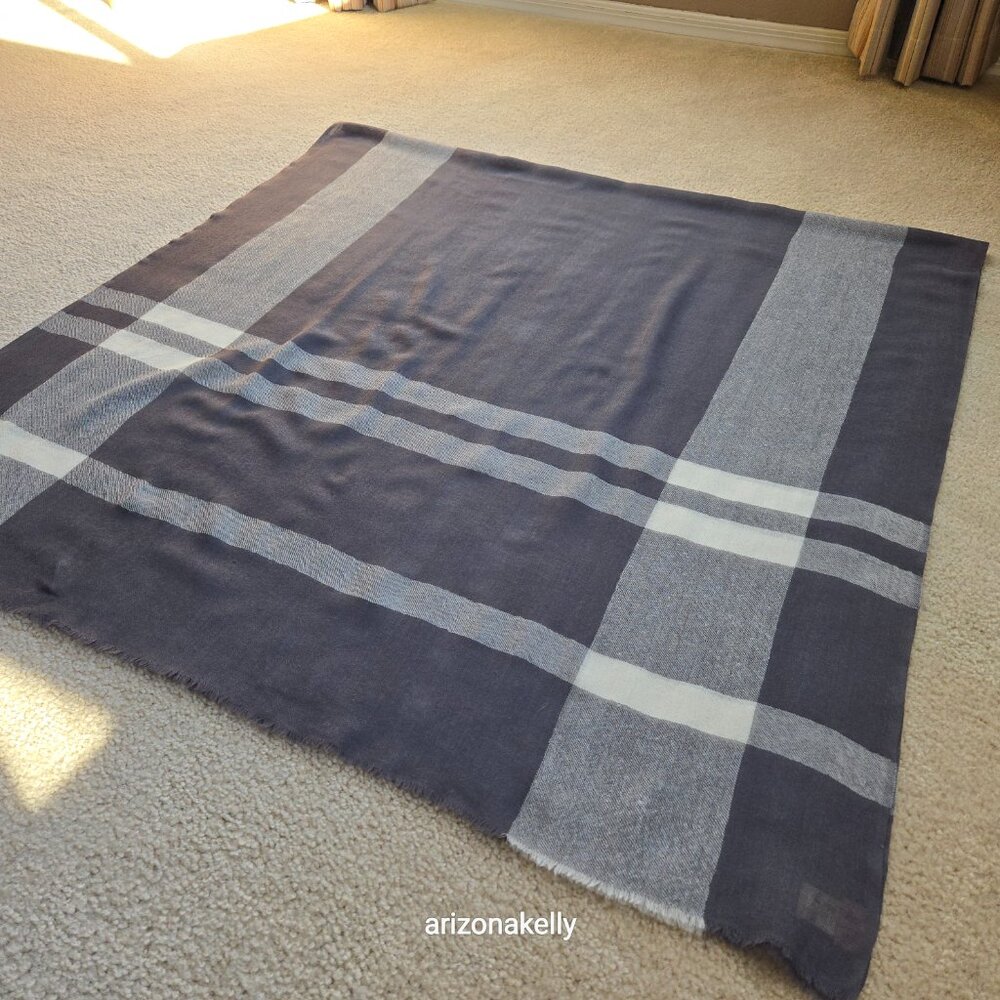 NWOT Beck Sondergaard Wool Scarf Grey Plaid - Picture 7 of 10